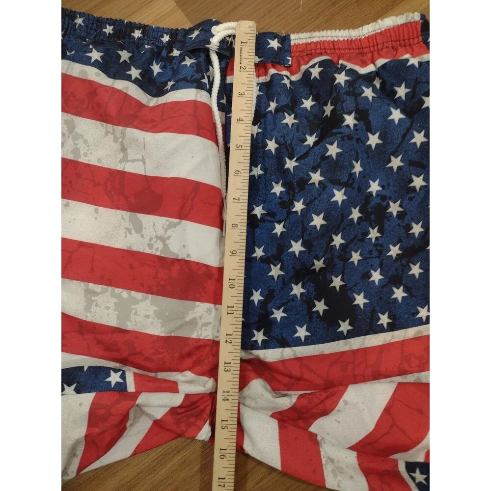 American Flag Swim Trunks North 15 Black Label Mens Shorts  XL NEW/Tag